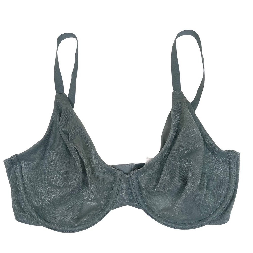 Donna Karan Intimates Shimmer Chiffon Grey Blue Full Coverage Bra 32D Semi Sheer